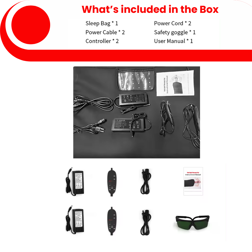 Red Light Therapy Sleep Bag with 2,560 LED  Tri Chip 3-in-1 Chip 660nm & 850nm Infrared Light Full Body Pod for Pain Relief, Skin Rejuvenation - Large Pad Sleeping Bag Beauty Therapy Device