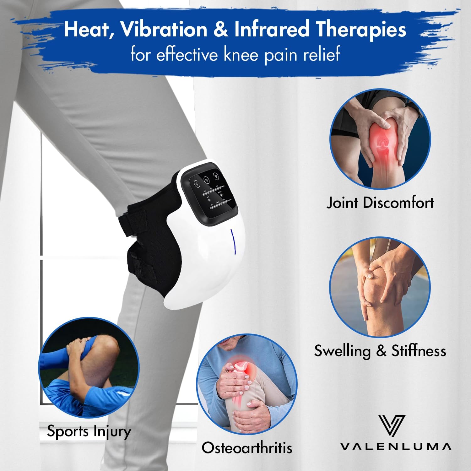 Smart Knee Massager - 3-in-1 Knee Massager with Heat Vibration and Red-Light Therapy ( Pack of 2)