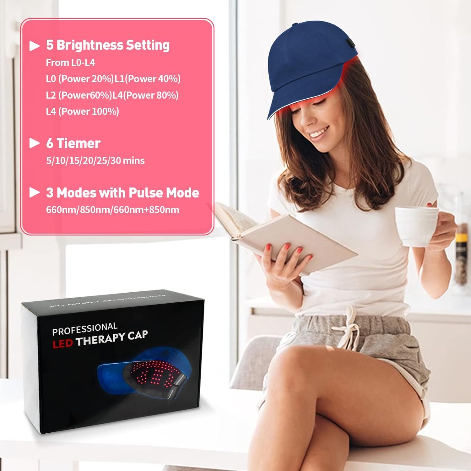 Red Light Therapy Cap for Hair Regrowth Device SMD technology. 3 in 1 flat LED lights combo 180pcs 5050 SMD 160 pcs  850 nm, 160 pcs 940 nm660nm 850nm Red Light Therapy Hair for promoting blood circulation and better sleep