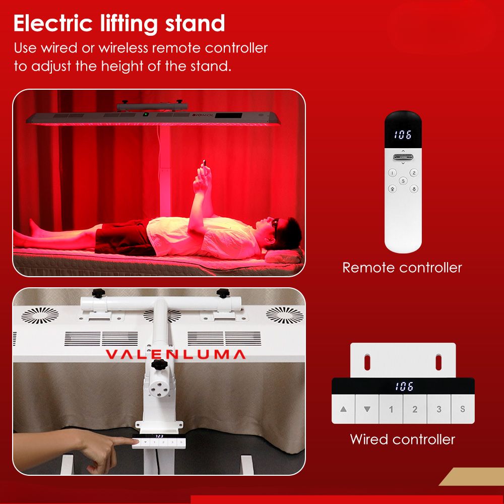 Valenluma Core Infinity Series Infrared Light Panel LED Red Light Therapy Panel 2400 W with Stand and Voice Control 480 Pcs – 7 Wavelength Full Body System