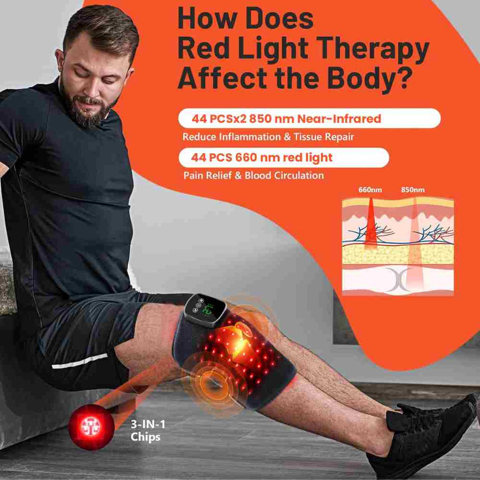Pack of 2 Wireless Red Light Therapy & Vibration Massage Knee Brace