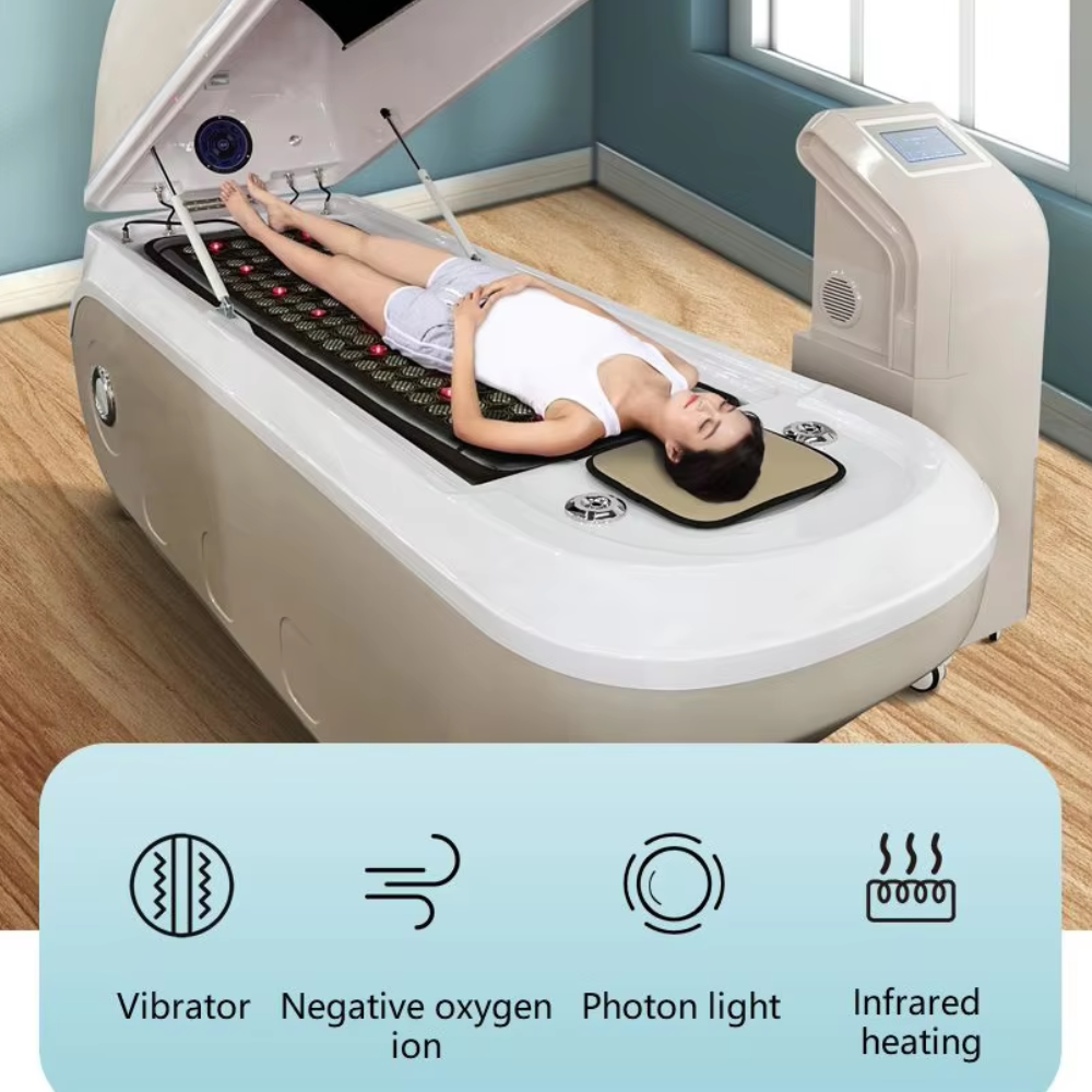 Red Light Therapy Spa Bed Pod Far Infrared Wet Steam Ozone Sauna Spa Capsule Weight Loss