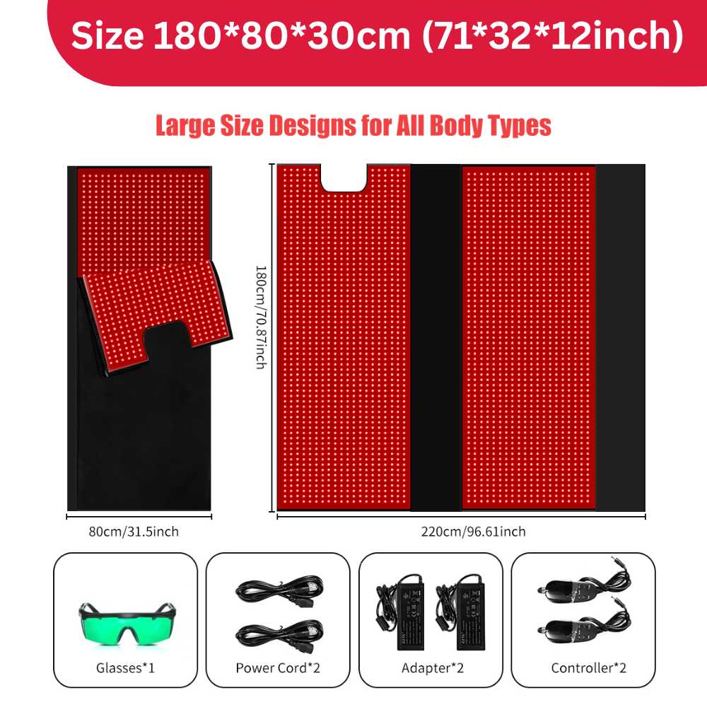 Valenluma Red Light Sleeping Bag Blanket 2560LEDs Red &Near Infrared 660nm 850nm Red Large size 180x80x20 cm Pain Relief
