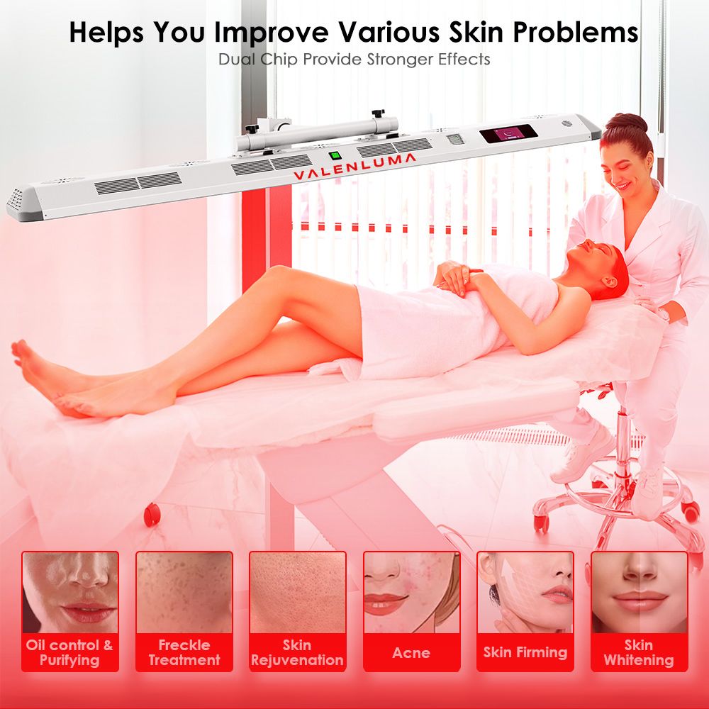 Valenluma Core Infinity Series Infrared Light Panel LED Red Light Therapy Panel 2400 W with Stand and Voice Control 480 Pcs – 7 Wavelength Full Body System