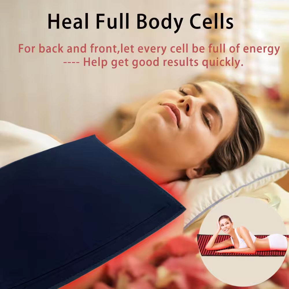 Higher Dose Red Light Mat Full Body LED 660nm Red Light Therapy Mat LED 3840 Pcs 1280pcs red light (660 nm) and 2560pcs invisible infrared lights Near Infrared Light Therapy Devices for Whole Full Body Pain Relief