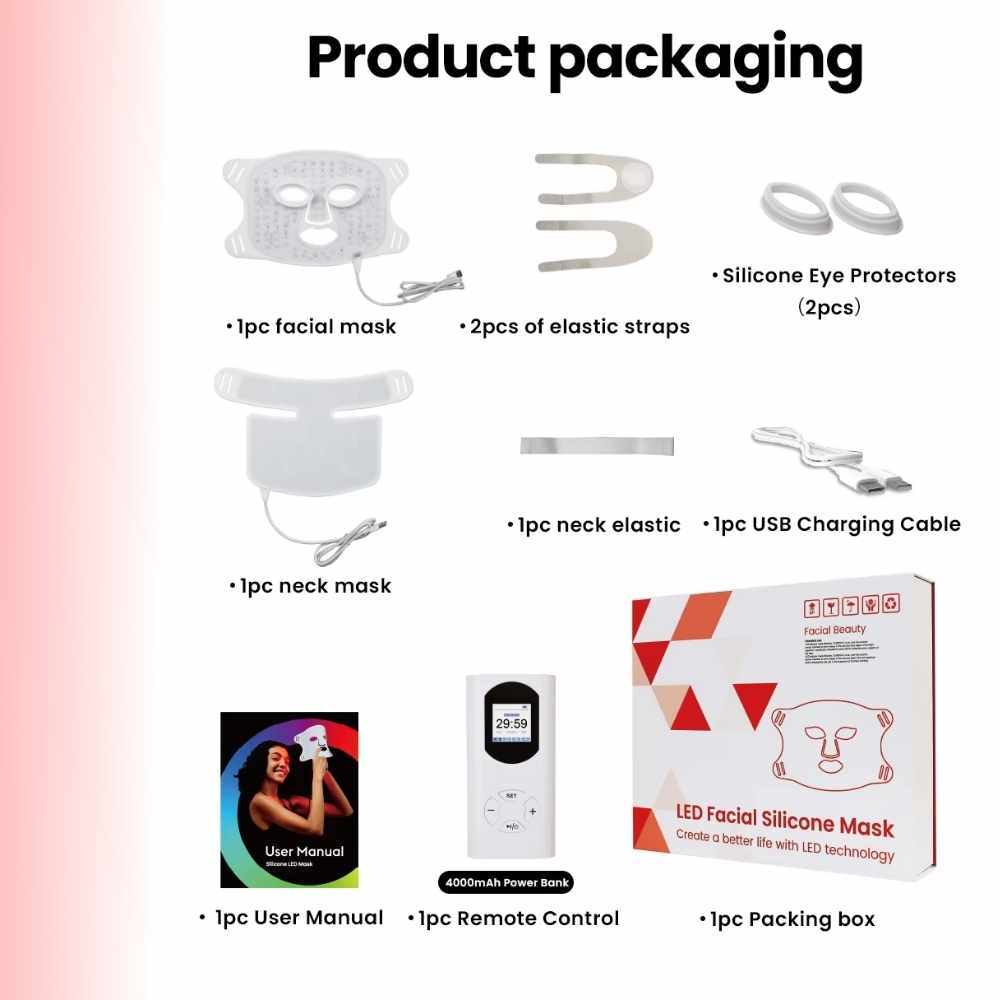 Valenluma Red Light Face Mask Facial Silicone Near Infrared Led Light Therapy Mask Red Light Face and Neck Mask