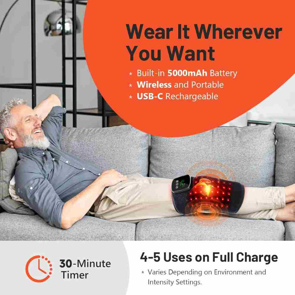 Pack of 2 Wireless Red Light Therapy & Vibration Massage Knee Brace