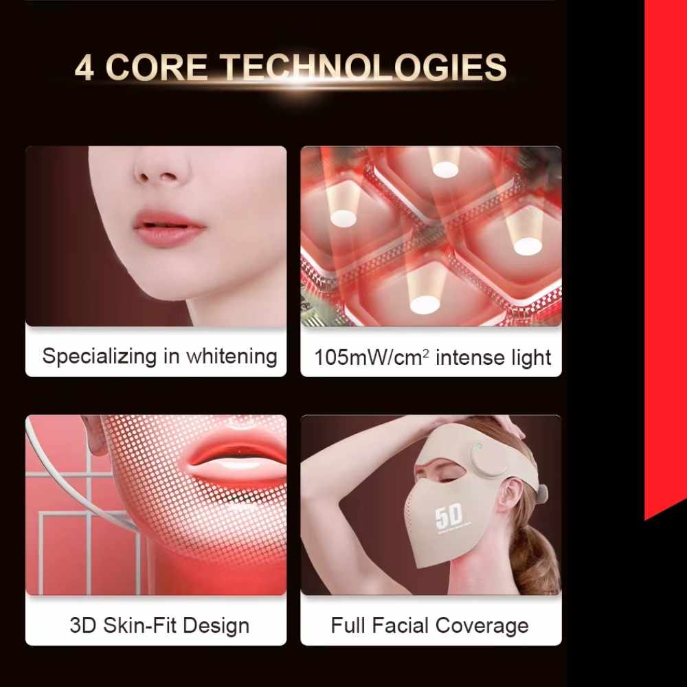 Valenluma Latest Technology 5D Laser Red Light Therapy Face Mask Infrared  Light With Wireless Control