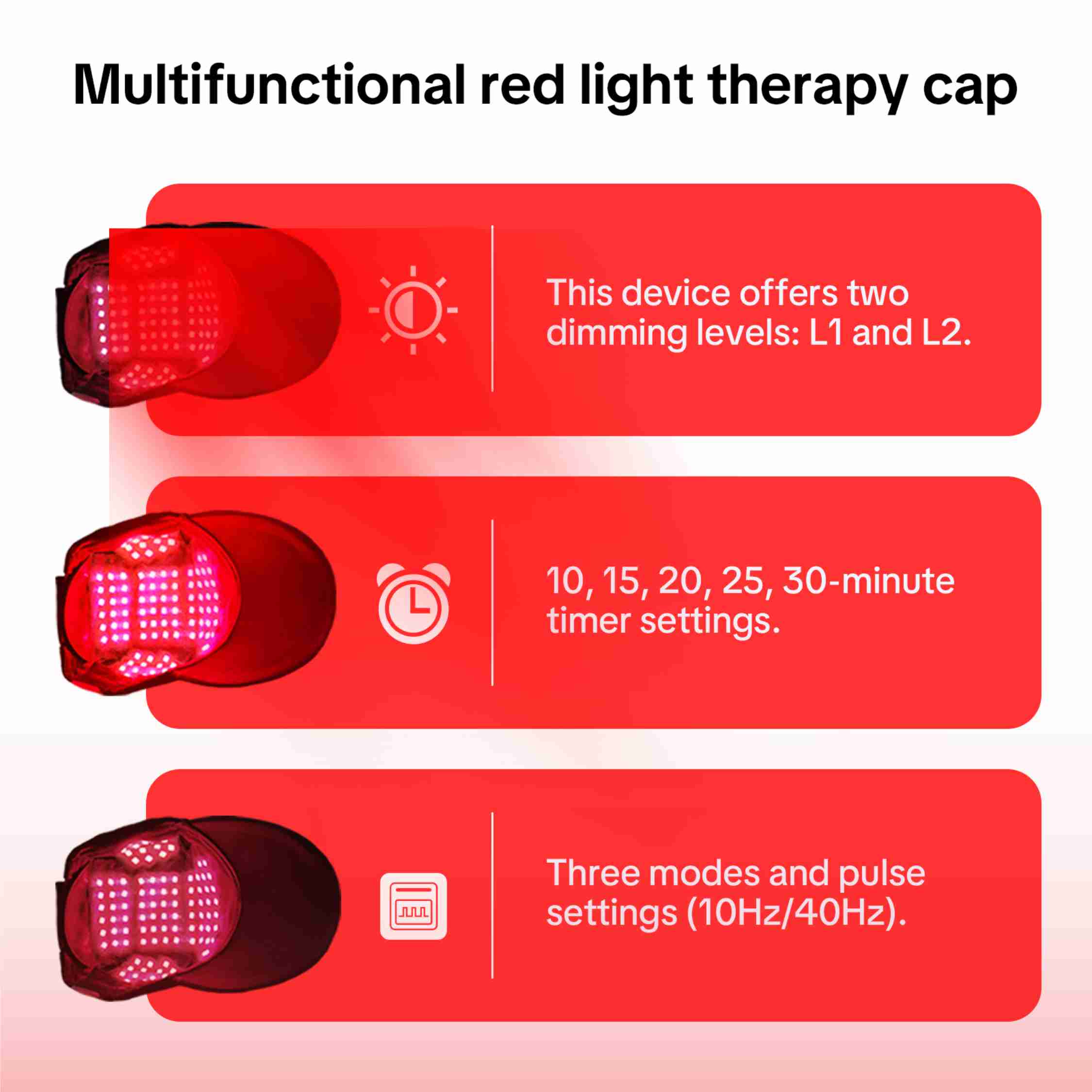 Red Light Therapy Cap 3 IN 1 Chips with 272 Led 650nm Red Light Therapy Hat for Hair Loss Treatment