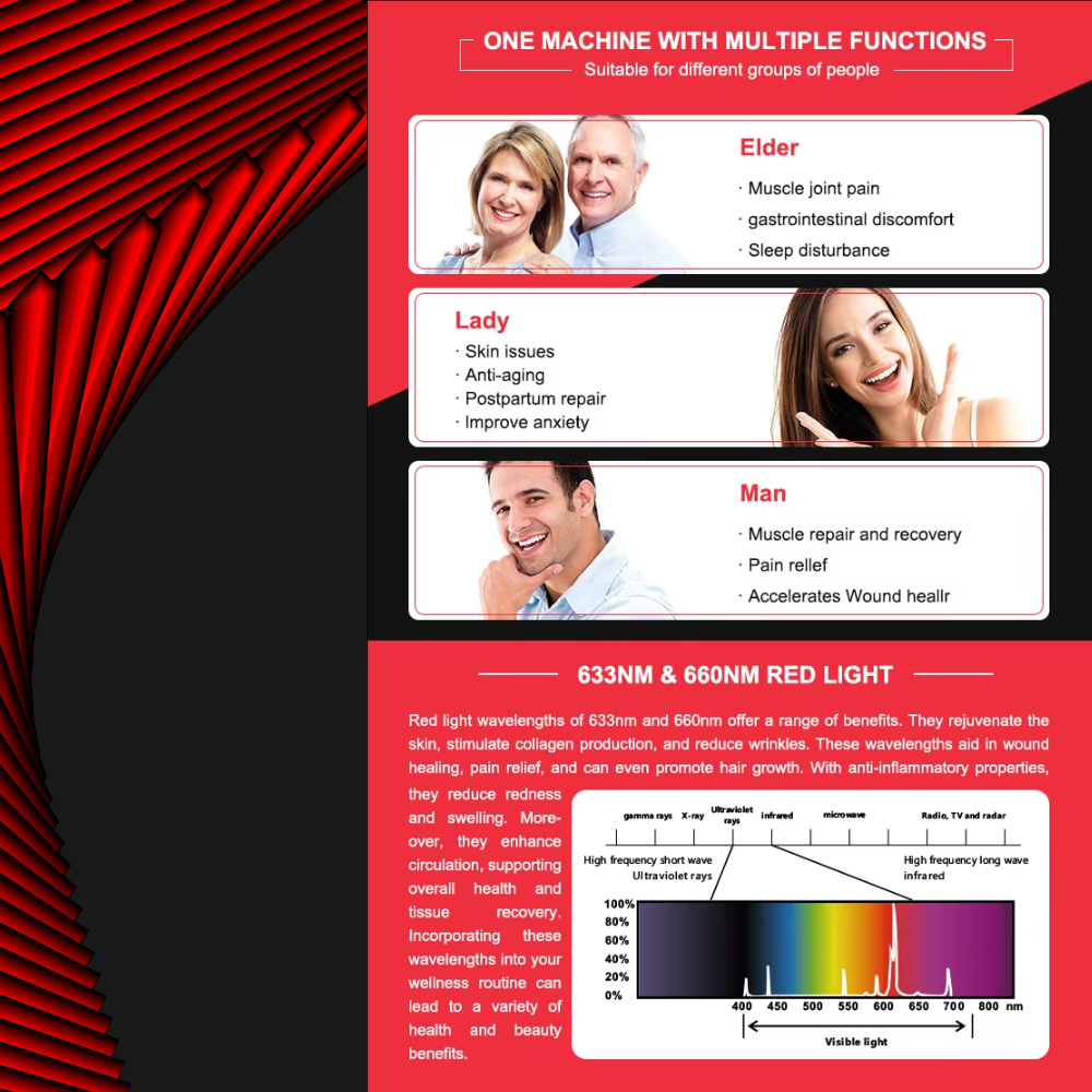 Valenluma LED Red Light Infrared Therapy Bed For Pain Relieve  near infrared LED light Therapy