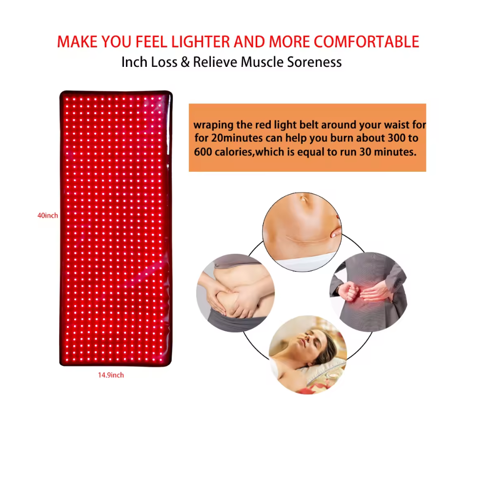 Higher Dose Red Light Mat Full Body LED 660nm Red Light Therapy Mat LED 3840 Pcs 1280pcs red light (660 nm) and 2560pcs invisible infrared lights Near Infrared Light Therapy Devices for Whole Full Body Pain Relief