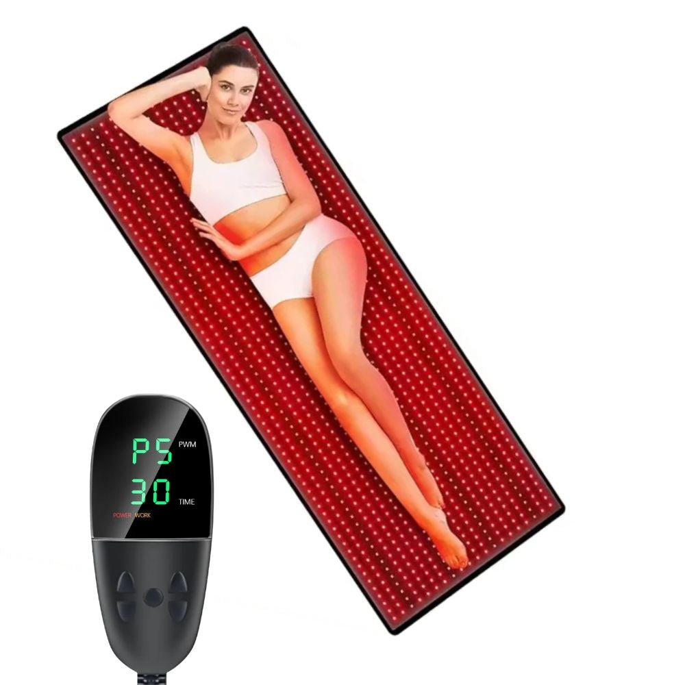 Higher Dose Red Light Mat Full Body LED 660nm Red Light Therapy Mat LED 3840 Pcs 1280pcs red light (660 nm) and 2560pcs invisible infrared lights Near Infrared Light Therapy Devices for Whole Full Body Pain Relief
